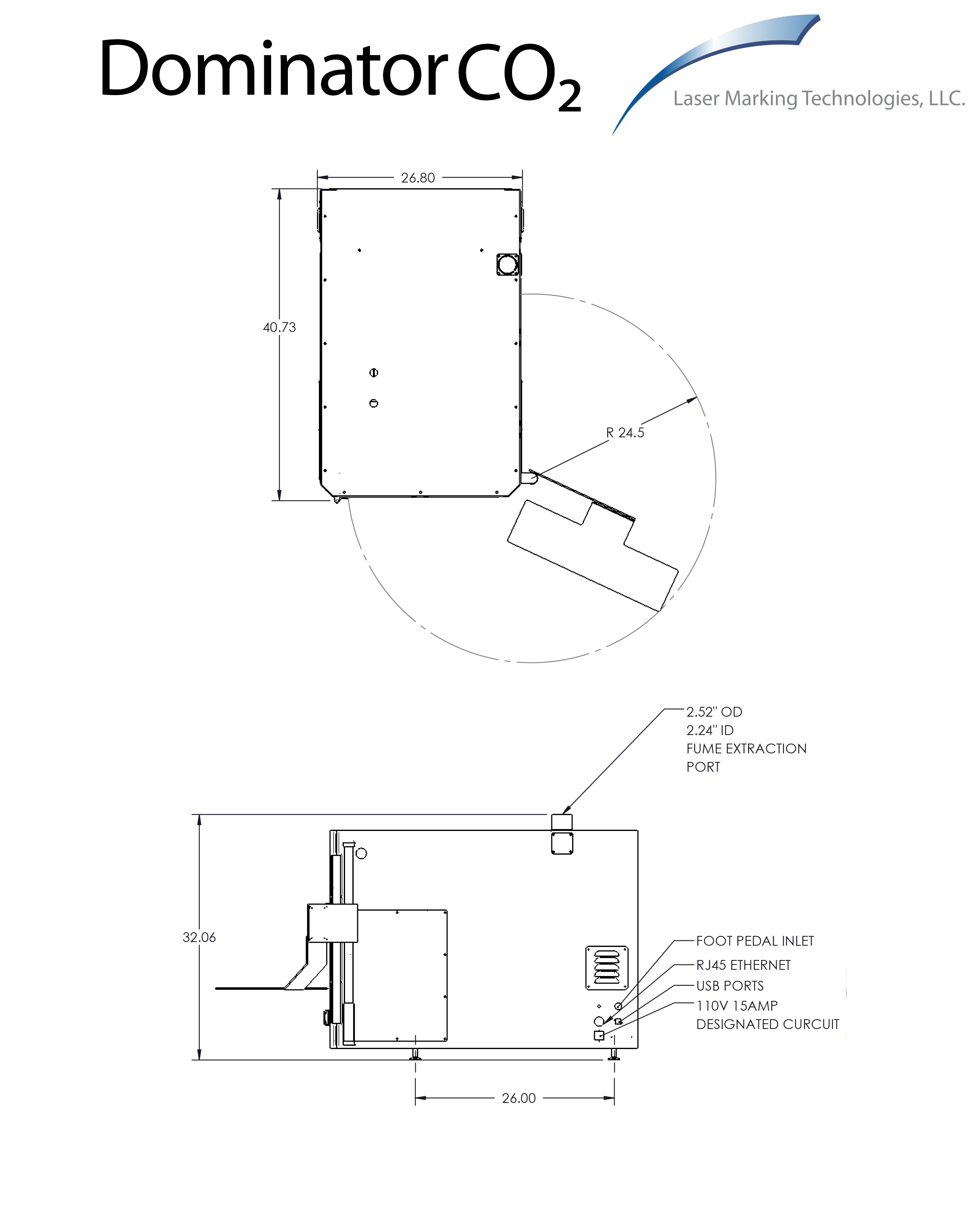 Dominator CO2 laser marking machine diagram and layout
