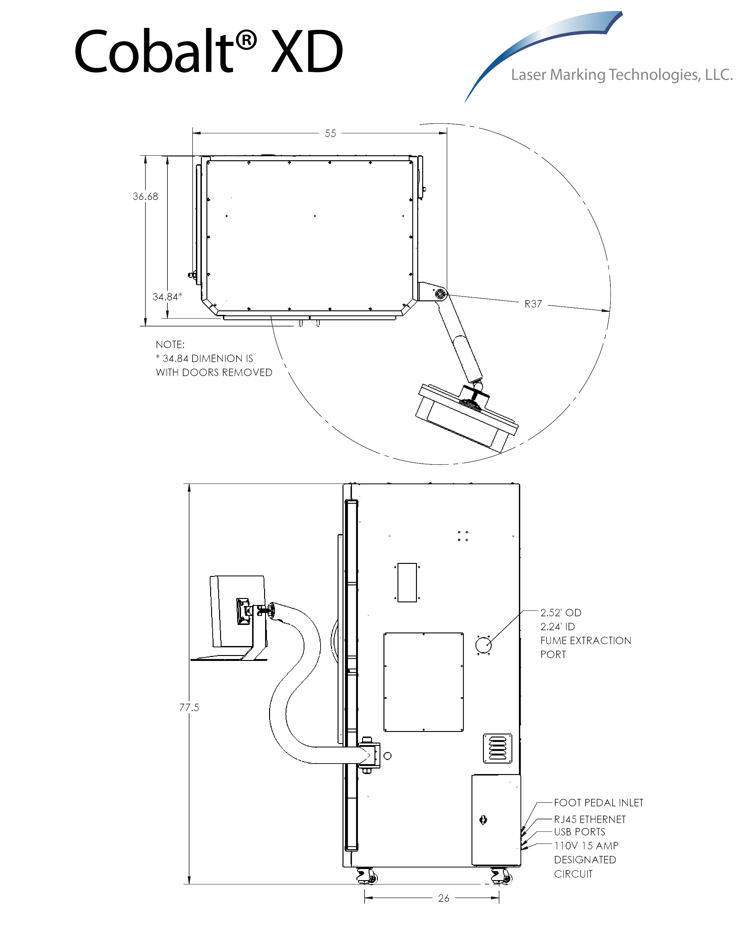 Cobalt XD laser marking machine layout and diagram